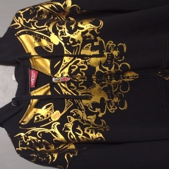 Disney 1928 Black & Gold Zip Front Sweatshirt Jacket xl - Picture 2 of 13